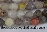 CNG6221 15.5 inches 6mm faceted nuggets silver needle agate beads