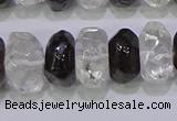CNG6380 6*14mm - 8*14mm nuggets white crystal & smoky quartz beads
