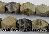 CNG653 15.5 inches 13*18mm faceted nuggets silver leaf jasper beads