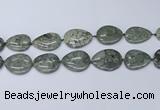 CNG7114 20*25mm - 30*40mm freeform grey green brecciated jasper beads