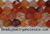 CNG7280 15.5 inches 6mm faceted nuggets red rabbit hair quartz beads