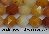 CNG7361 15.5 inches 8mm faceted nuggets yellow jade beads
