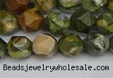 CNG7396 15.5 inches 8mm faceted nuggets rhyolite gemstone beads