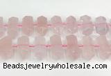 CNG8910 10*25mm - 15*30mm faceted nuggets rose quartz beads CNG8910 10*25mm - 15*30mm faceted nuggets rose quartz beads