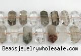 CNG8911 10*25mm - 15*30mm faceted nuggets phantom quartz beads CNG8911 10*25mm - 15*30mm faceted nuggets phantom quartz beads