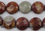 CNJ44 15.5 inches 16mm faceted coin noreena jasper beads