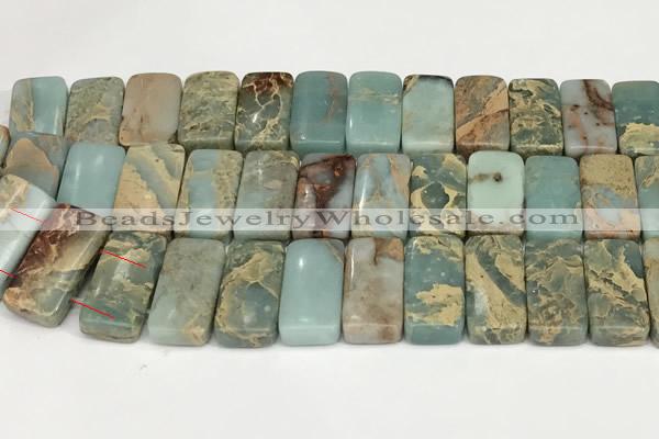 CNS353 7.5 inches 10*20mm rectangle double drilled serpentine jasper beads