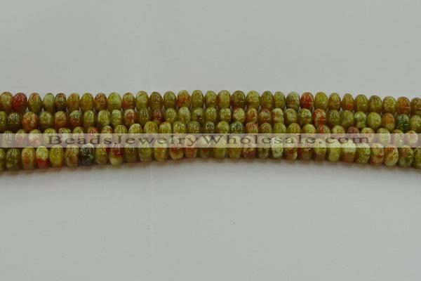 CNS610 15.5 inches 4*6mm rondelle green dragon serpentine jasper beads