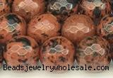 COB776 15 inches 8mm faceted round mahogany obsidian beads