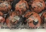 COB778 15 inches 12mm faceted round mahogany obsidian beads
