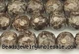 COB780 15 inches 6mm faceted round Chinese snowflake obsidian beads