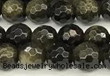 COB785 15 inches 6mm faceted round golden obsidian beads