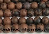 COB820 15 inches 4mm round matte mahogany obsidian beads