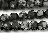 COB825 15 inches 4mm round matte snowflake obsidian beads