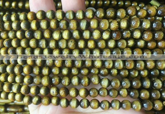 COBS05 15 inches 6mm round golden coral beads wholesale