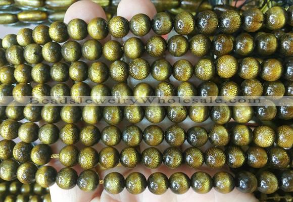 COBS06 15 inches 7mm round golden coral beads wholesale