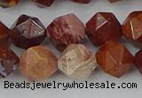 COJ1003 15.5 inches 10mm faceted nuggets red porcelain jasper beads