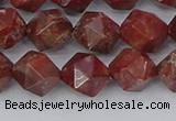 COJ1008 15.5 inches 10mm faceted nuggets pomegranate jasper beads
