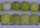 COJ404 15.5 inches 12mm round matte olive jade beads wholesale