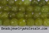 COJ409 15.5 inches 6mm faceted round olive jade beads