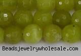 COJ411 15.5 inches 10mm faceted round olive jade beads