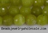 COJ411 15.5 inches 10mm faceted round olive jade beads