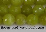 COJ412 15.5 inches 12mm faceted round olive jade beads