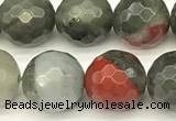 COJ496 15 inches 8mm faceted round blood jasper beads