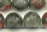 COJ497 15 inches 10mm faceted round blood jasper beads