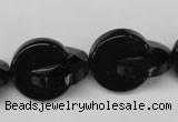 CON115 15.5 inches 18mm curved moon black onyx gemstone beads