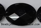 CON70 15.5 inches 30*40mm faceted oval black onyx gemstone beads