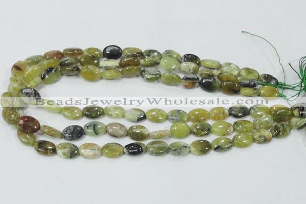COP562 15.5 inches 10*14mm oval natural yellow & green opal beads