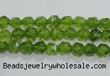 COQ115 15.5 inches 6mm faceted nuggets dyed olive quartz beads