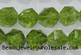 COQ118 15.5 inches 12mm faceted nuggets dyed olive quartz beads