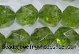 COQ119 15.5 inches 14mm faceted nuggets dyed olive quartz beads