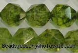 COQ120 15.5 inches 16mm faceted nuggets dyed olive quartz beads