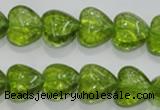 COQ30 15.5 inches 14*14mm heart dyed olive quartz beads wholesale