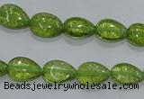 COQ40 15.5 inches 8*12mm flat teardrop dyed olive quartz beads