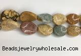 COS267 15.5 inches 18*25mm twisted oval ocean stone beads wholesale