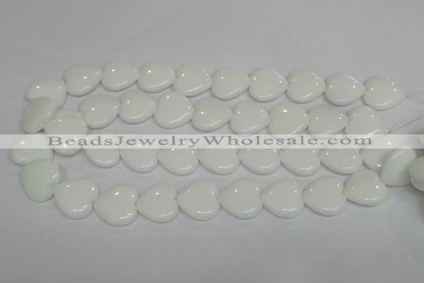 CPB106 15.5 inches 20*20mm heart white porcelain beads wholesale