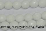 CPB34 15.5 inches 10mm faceted round white porcelain beads wholesale