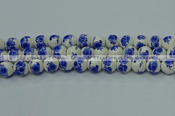 CPB542 15.5 inches 8mm round Painted porcelain beads