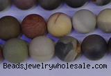 CPJ513 15.5 inches 10mm round matte polychrome jasper beads wholeasle