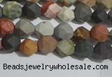 CPJ590 15.5 inches 6mm faceted nuggets matte polychrome jasper beads