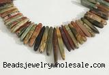 CPJ688 Top drilled 5*15mm - 

6*45mm sticks picasso jasper beads