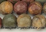 CPJ691 15 inches 8mm faceted round picasso jasper beads