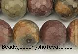 CPJ692 15 inches 10mm faceted round picasso jasper beads