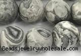 CPJ744 15 inches 12mm round matte grey picture jasper beads