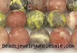 CPM11 15 inches 6mm faceted round red plum blossom jade beads