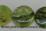 CPO30 15.5 inches 25mm flat round olivine gemstone beads wholesale